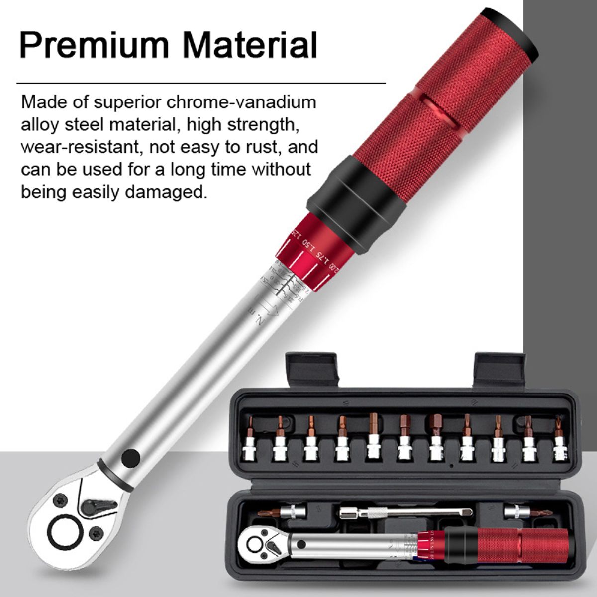 16PCS Torque Wrench Allen Key Tool 2-24Nm Adjustable Ratchet Wrench 1/4'' Socket Wrench Set for Bicycle Repair Tool Kits