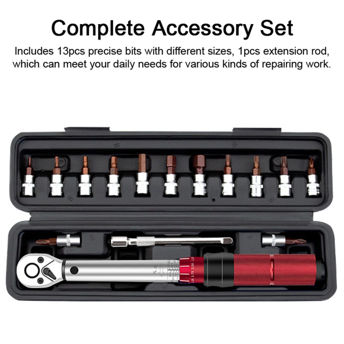 16PCS Torque Wrench Allen Key Tool 2-24Nm Adjustable Ratchet Wrench 1/4'' Socket Wrench Set for Bicycle Repair Tool Kits