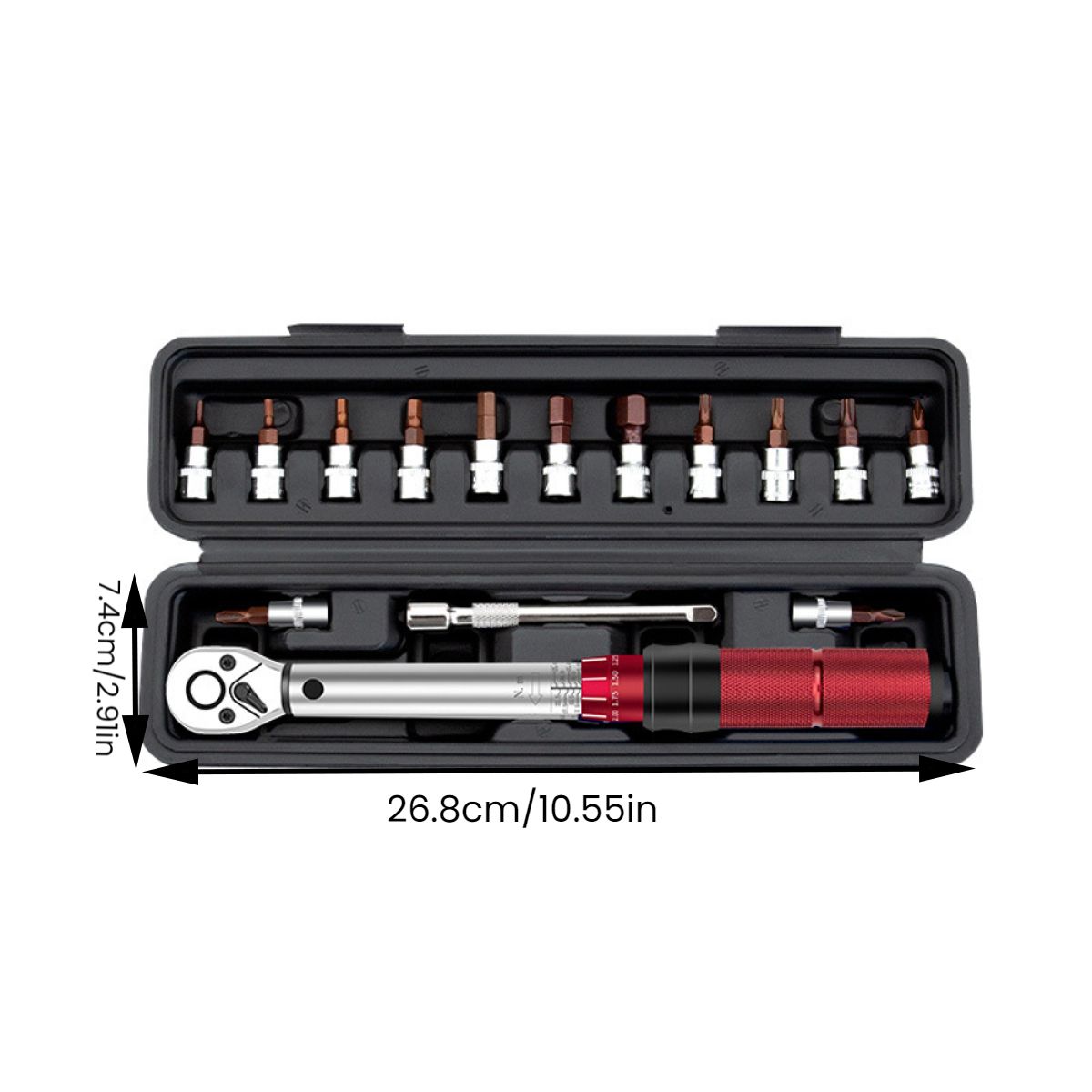 16PCS Torque Wrench Allen Key Tool 2-24Nm Adjustable Ratchet Wrench 1/4'' Socket Wrench Set for Bicycle Repair Tool Kits