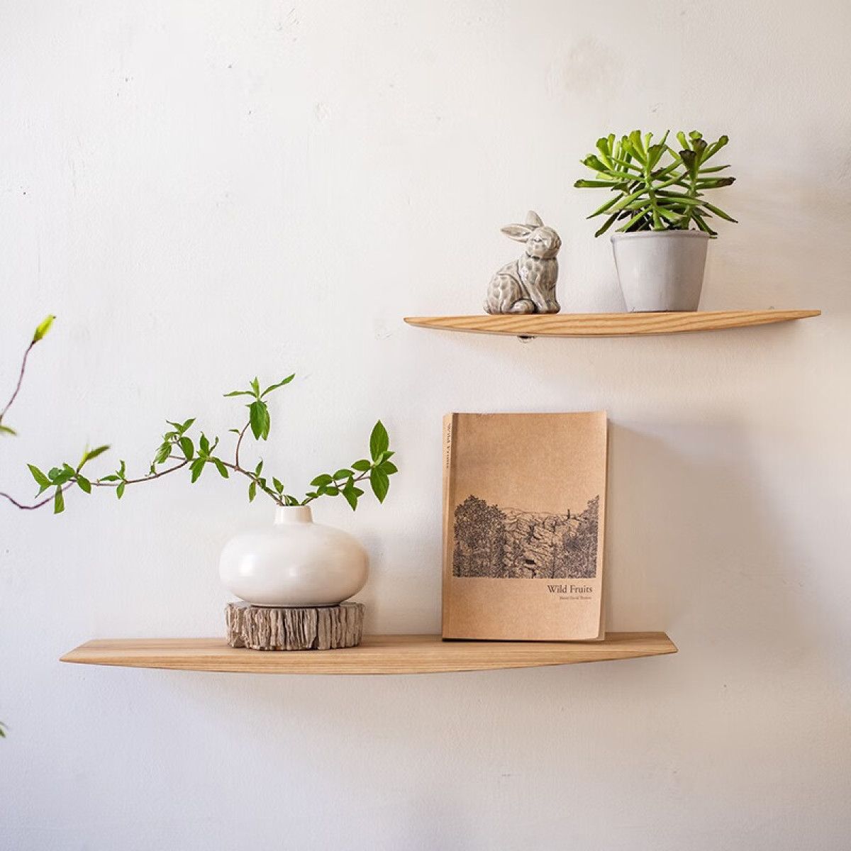 1pc Wooden Semicircle Wall Shelf Background Wall Hanging Projector Display Stand Storage Organization Suspension Home Decoration