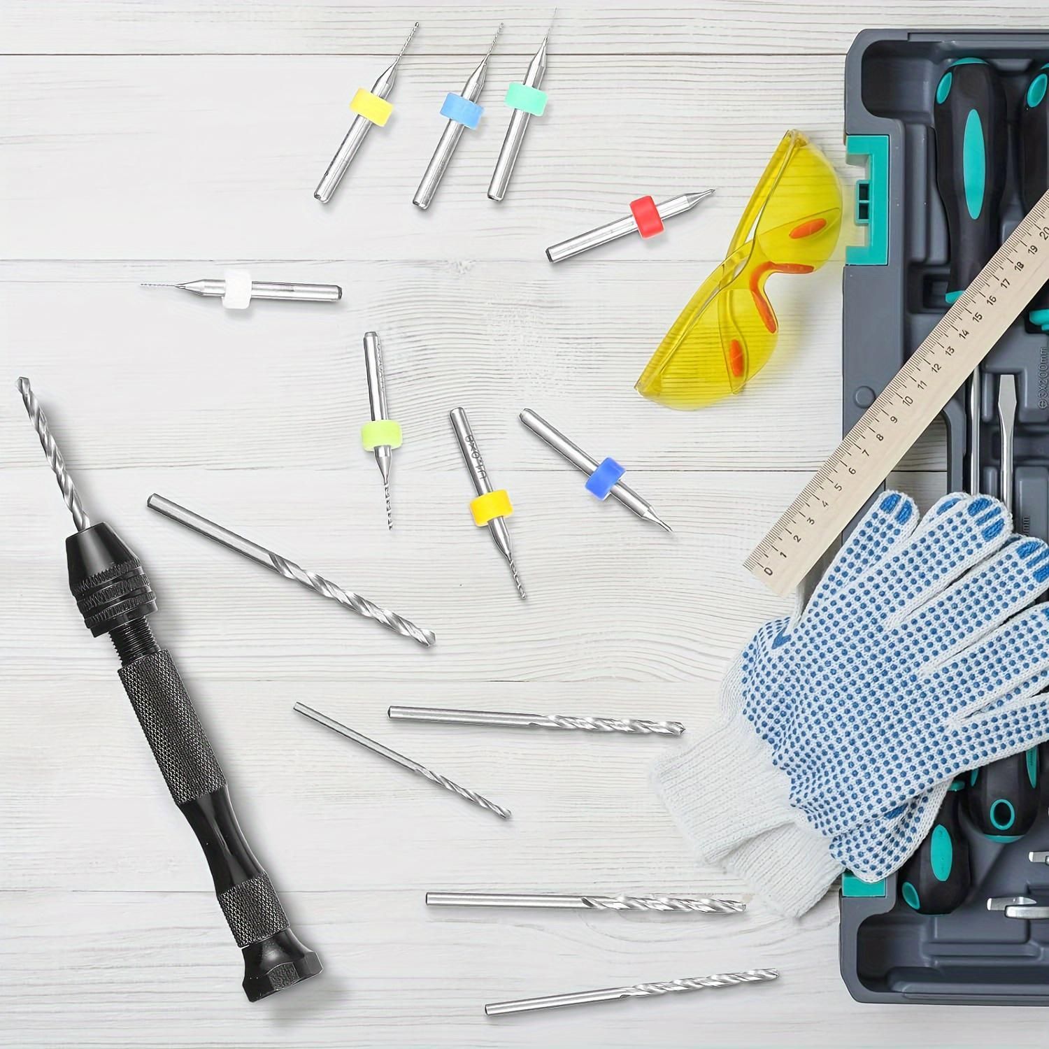 59 Pieces Hand Drill Bits Jewelry Casting Tools Kit Includes 49 Pieces Micro Twist Drill Bits and 10 Pieces Tungsten Carbide PCB Rotary Tools for Resin Polymer Wood Craft DIY Jewelry Making Engraving