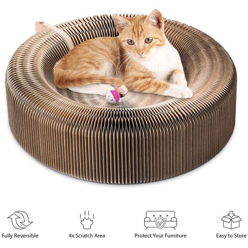Pet Cat Scratcher Lounge Bed Collapsible Folding Corrugated Paper Deformed Cat Scratch Board For Cat Bed Mat Kitten Toy Pet Supply