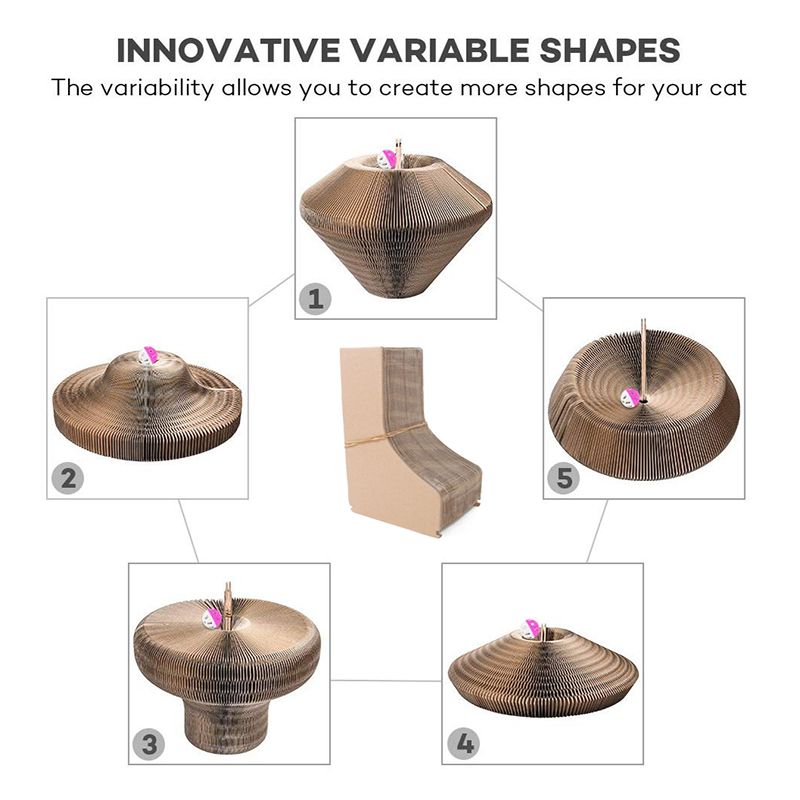 Pet Cat Scratcher Lounge Bed Collapsible Folding Corrugated Paper Deformed Cat Scratch Board For Cat Bed Mat Kitten Toy Pet Supply