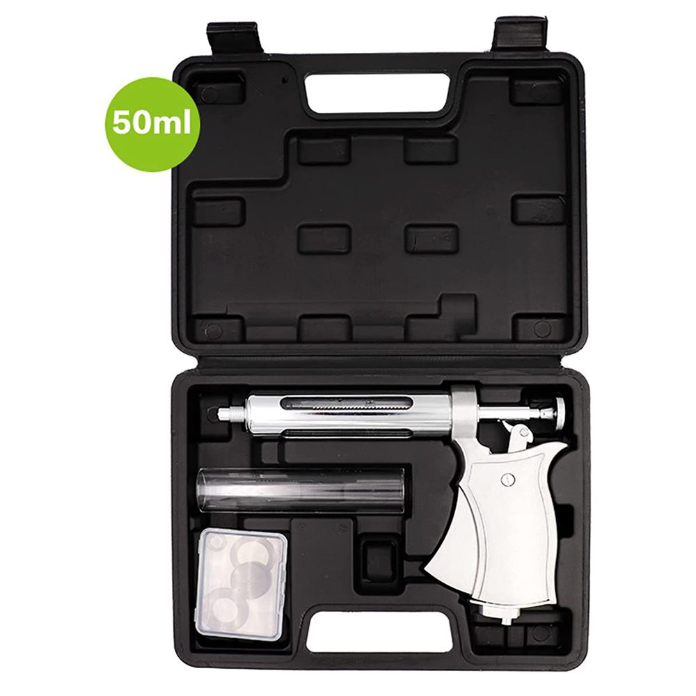 Adjustable Syringe Gun 50ml Automatic Continuous Stainless Steel Vaccination Syringe Gun for Cow Pig Sheep Farm Animals