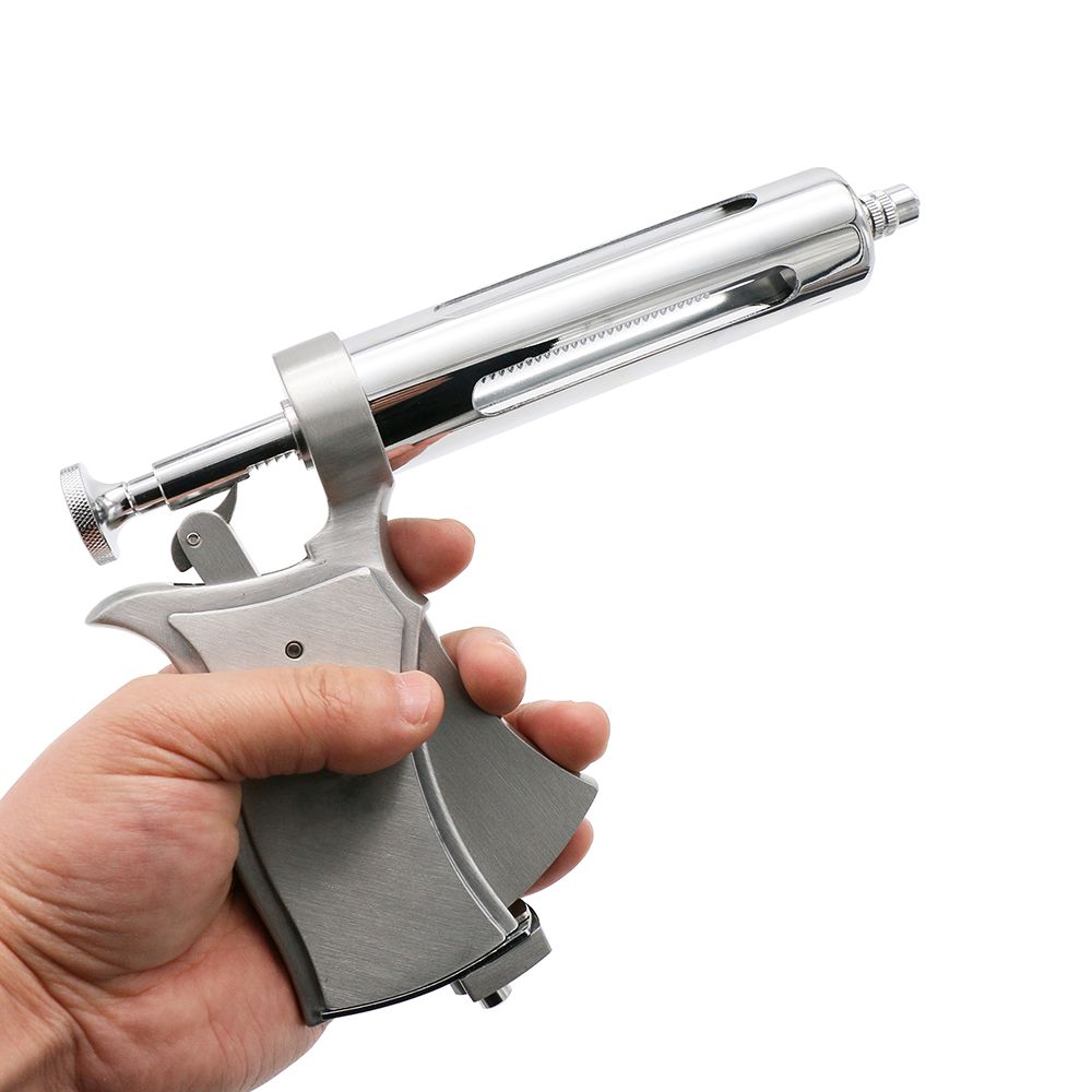 Adjustable Syringe Gun 50ml Automatic Continuous Stainless Steel Vaccination Syringe Gun for Cow Pig Sheep Farm Animals