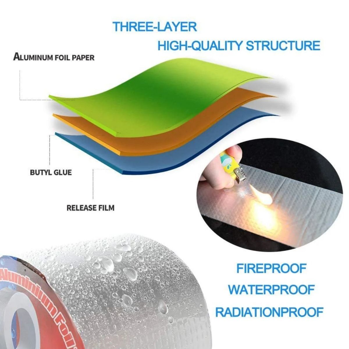 1pc 10cm X 5m/15cm X 5m/5cm X 3m/5cm X 5m Roof Crack Self-adhesive Waterproof Membrane Color Steel Tile Strong Waterproof Patching Material High Temperature Resistant Tape