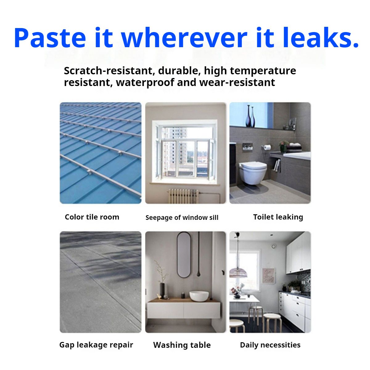1pc 10cm X 5m/15cm X 5m/5cm X 3m/5cm X 5m Roof Crack Self-adhesive Waterproof Membrane Color Steel Tile Strong Waterproof Patching Material High Temperature Resistant Tape