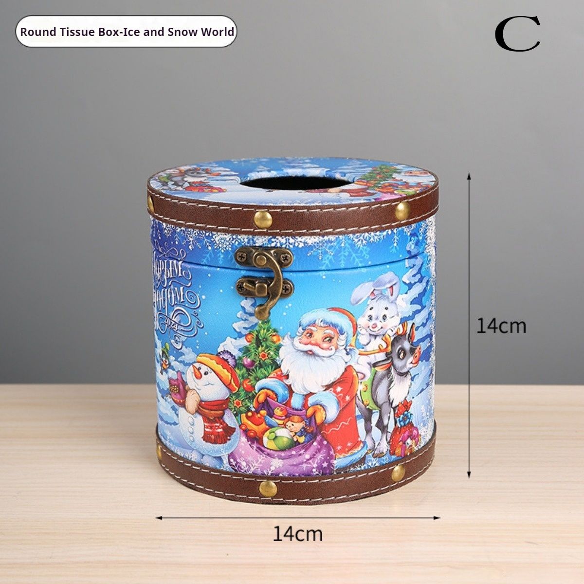 1pc Christmas Theme Wooden Leather Tissue Box Home Living Room Roll Paper Box Store Restaurant Christmas Atmosphere Decorations