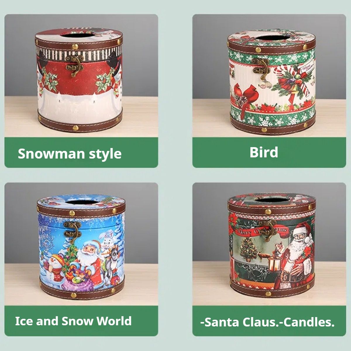 1pc Christmas Theme Wooden Leather Tissue Box Home Living Room Roll Paper Box Store Restaurant Christmas Atmosphere Decorations