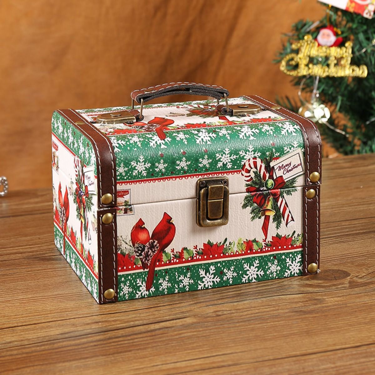 1pc New Christmas Handheld Storage Box Home Living Room Bedroom Candy Sundry Organizing Christmas Gift Wrapping Box
