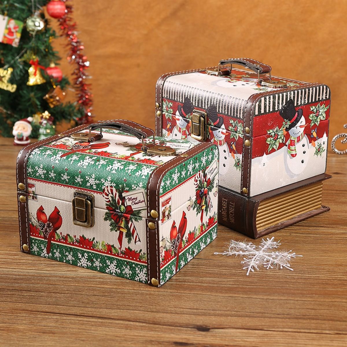 1pc New Christmas Handheld Storage Box Home Living Room Bedroom Candy Sundry Organizing Christmas Gift Wrapping Box