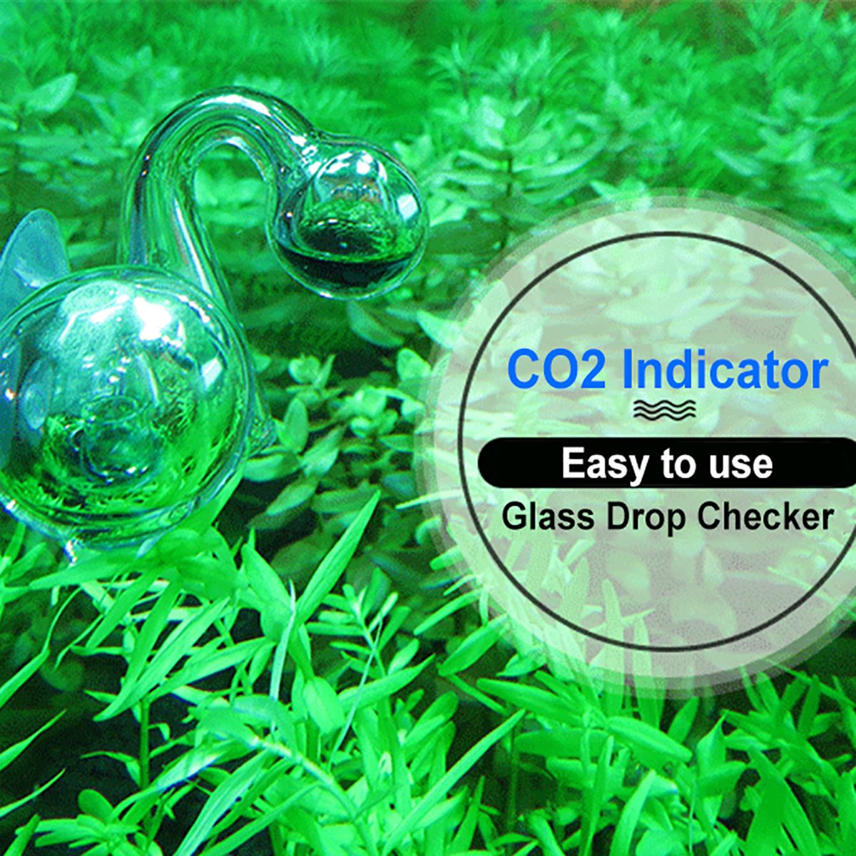 Diffuse Glass CO2 Drop Checker Aquarium Hang On CO2 Monitor Sensor Detector Indicator For Fish Tank Aquatic Planted Tank Test PH