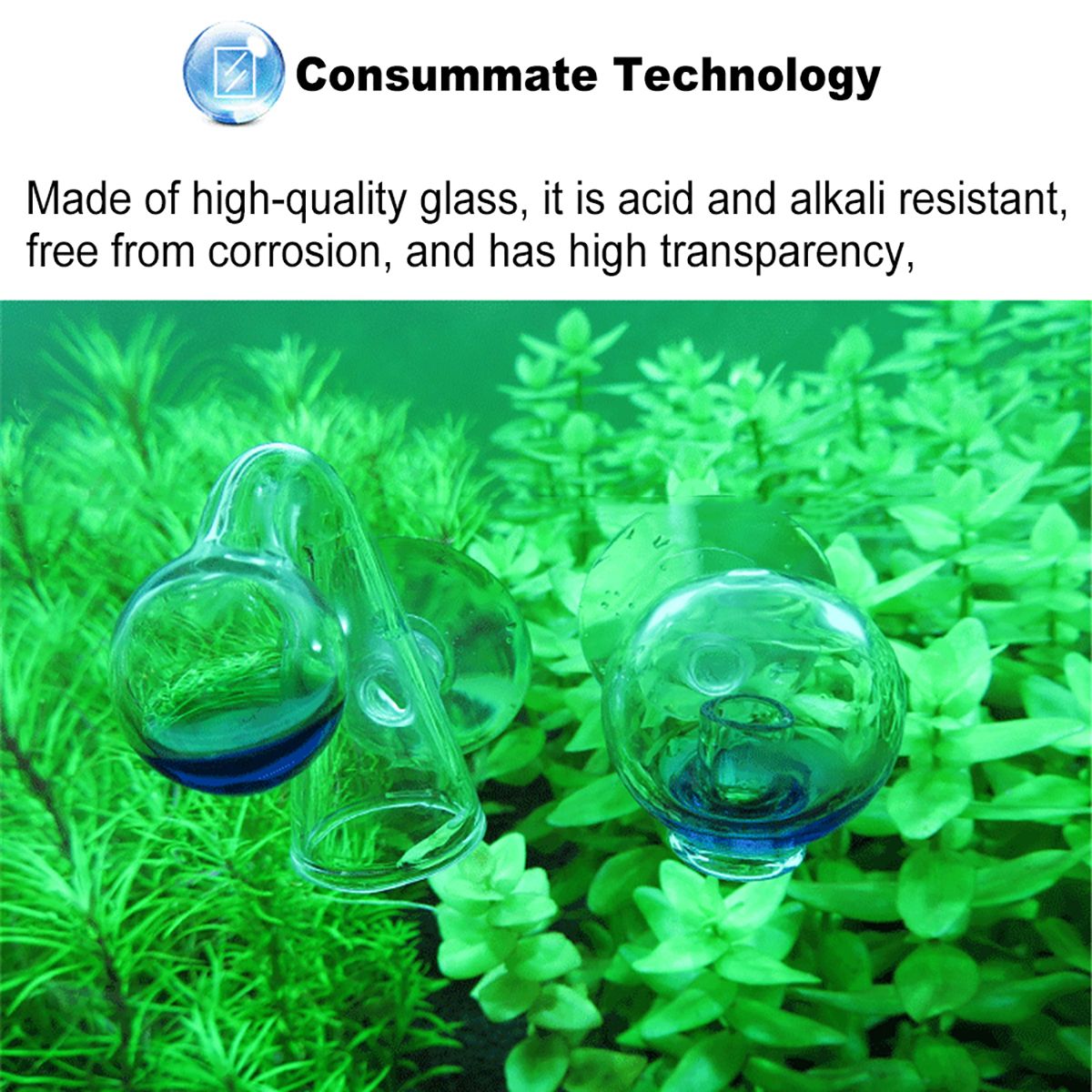 Diffuse Glass CO2 Drop Checker Aquarium Hang On CO2 Monitor Sensor Detector Indicator For Fish Tank Aquatic Planted Tank Test PH