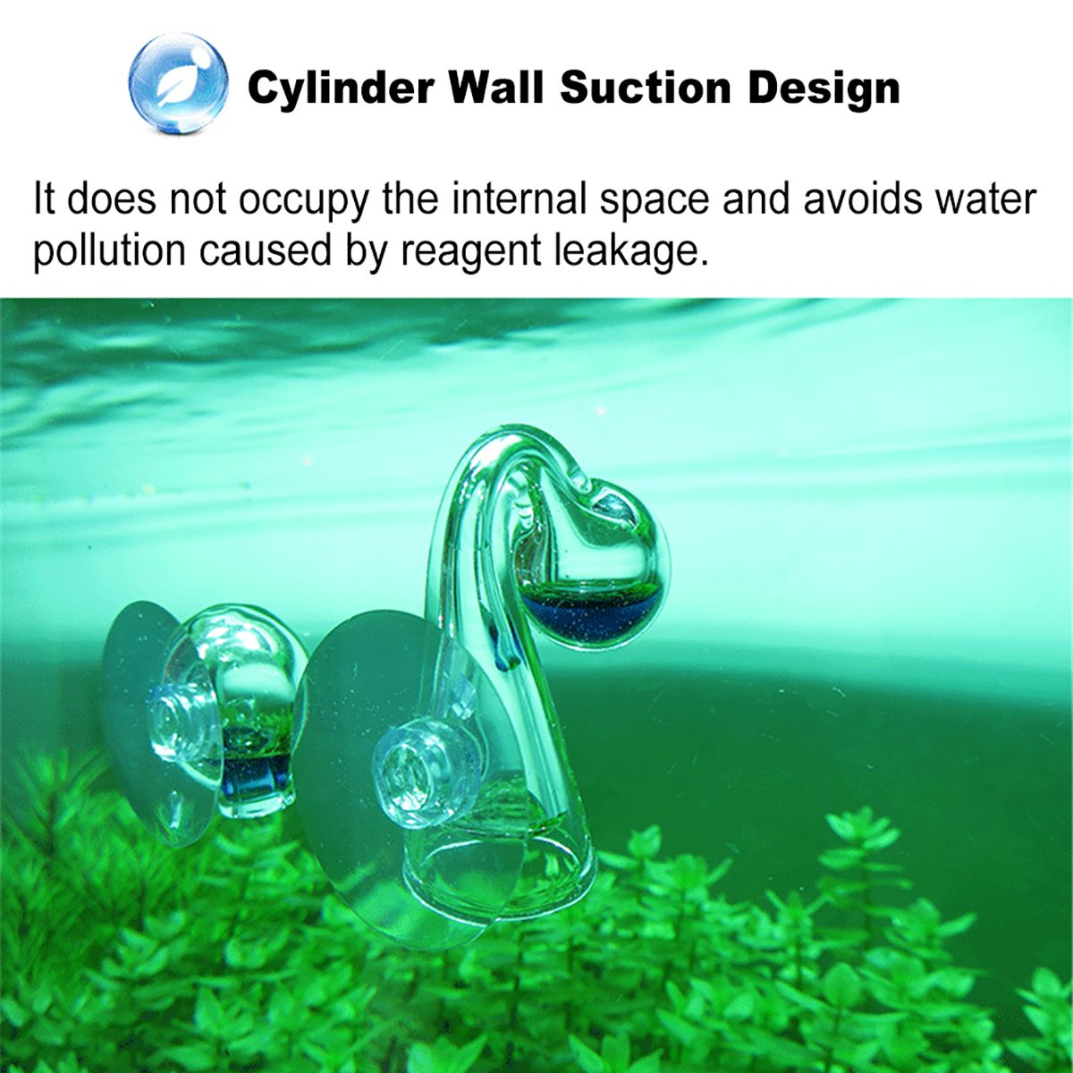 Diffuse Glass CO2 Drop Checker Aquarium Hang On CO2 Monitor Sensor Detector Indicator For Fish Tank Aquatic Planted Tank Test PH
