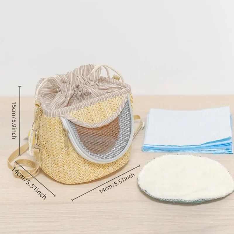 Parrot Cage Go Out with Straw Woven Peony Bird Small Pet Backpack Portable Breathable Outer Cage Bird Supplies Bird Cages