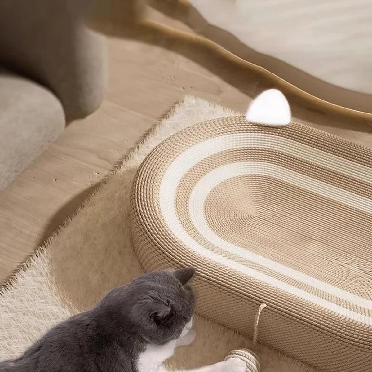 Oval Cat Scratcher Pads 100% Sisal/Cloth Cat Scratching Board Kitten Bed Nest Chew Toy Bite Sharpen Nails Tool Pet Supply