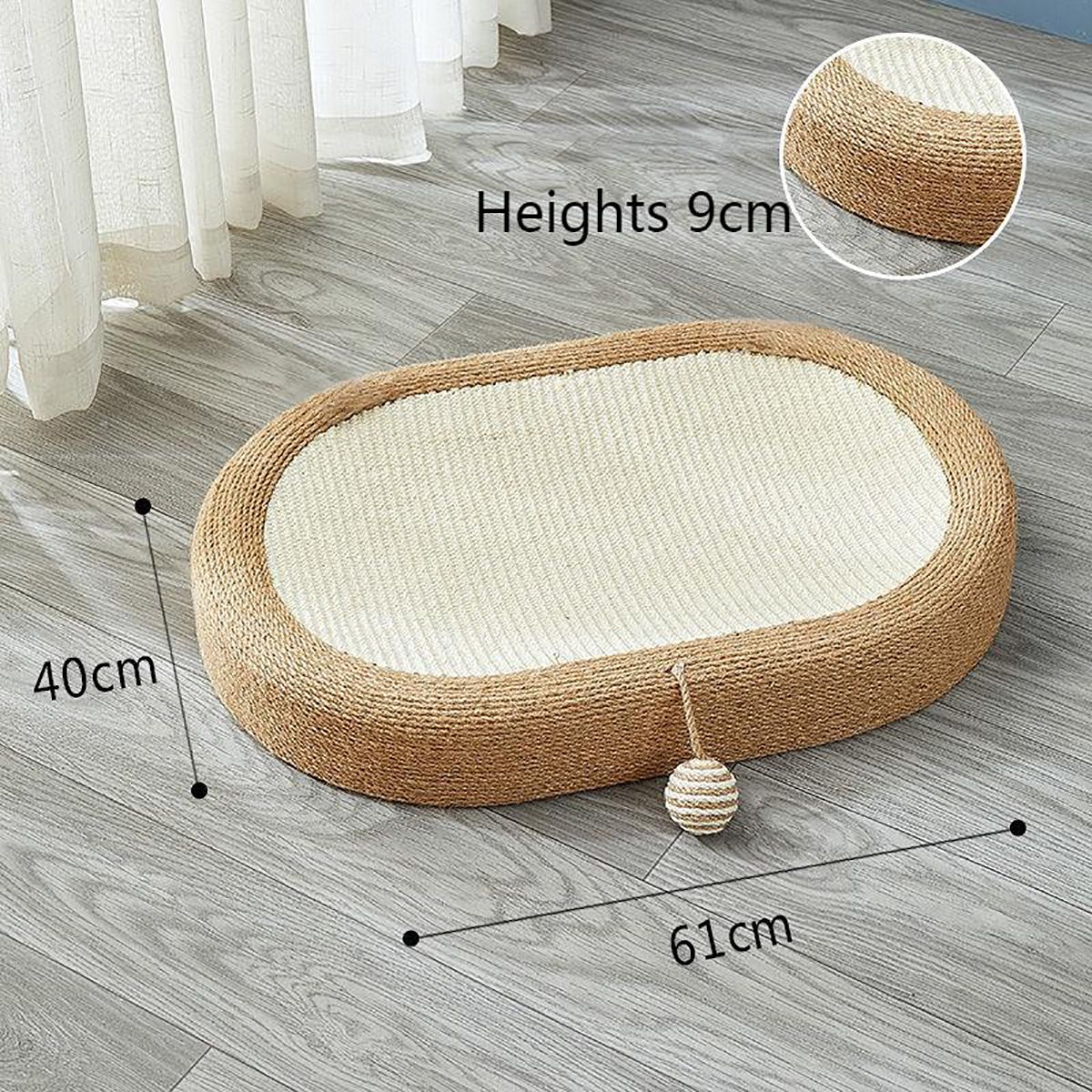 Oval Cat Scratcher Pads 100% Sisal/Cloth Cat Scratching Board Kitten Bed Nest Chew Toy Bite Sharpen Nails Tool Pet Supply