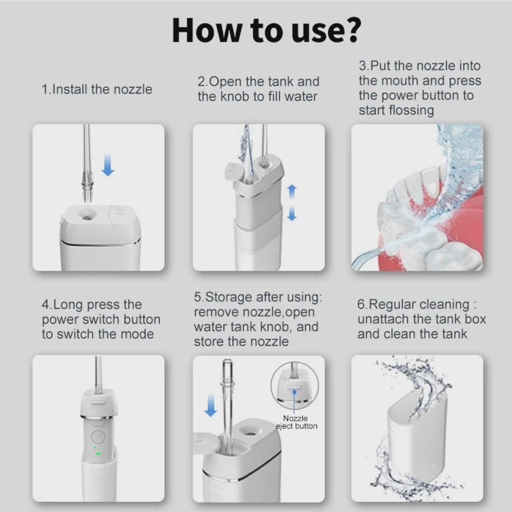 Portable Oral Irrigator Dental Water Jet Water Flosser Pick Toothpicks Floss Mouth Washing Machine Water Thread for Teeth Travel