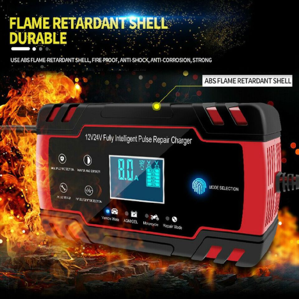 Car Battery Repair Machine 12V/24V Power Battery Charger with LCD Display (EU plug)