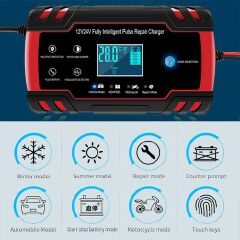 Car Battery Repair Machine 12V/24V Power Battery Charger with LCD Display (EU plug)