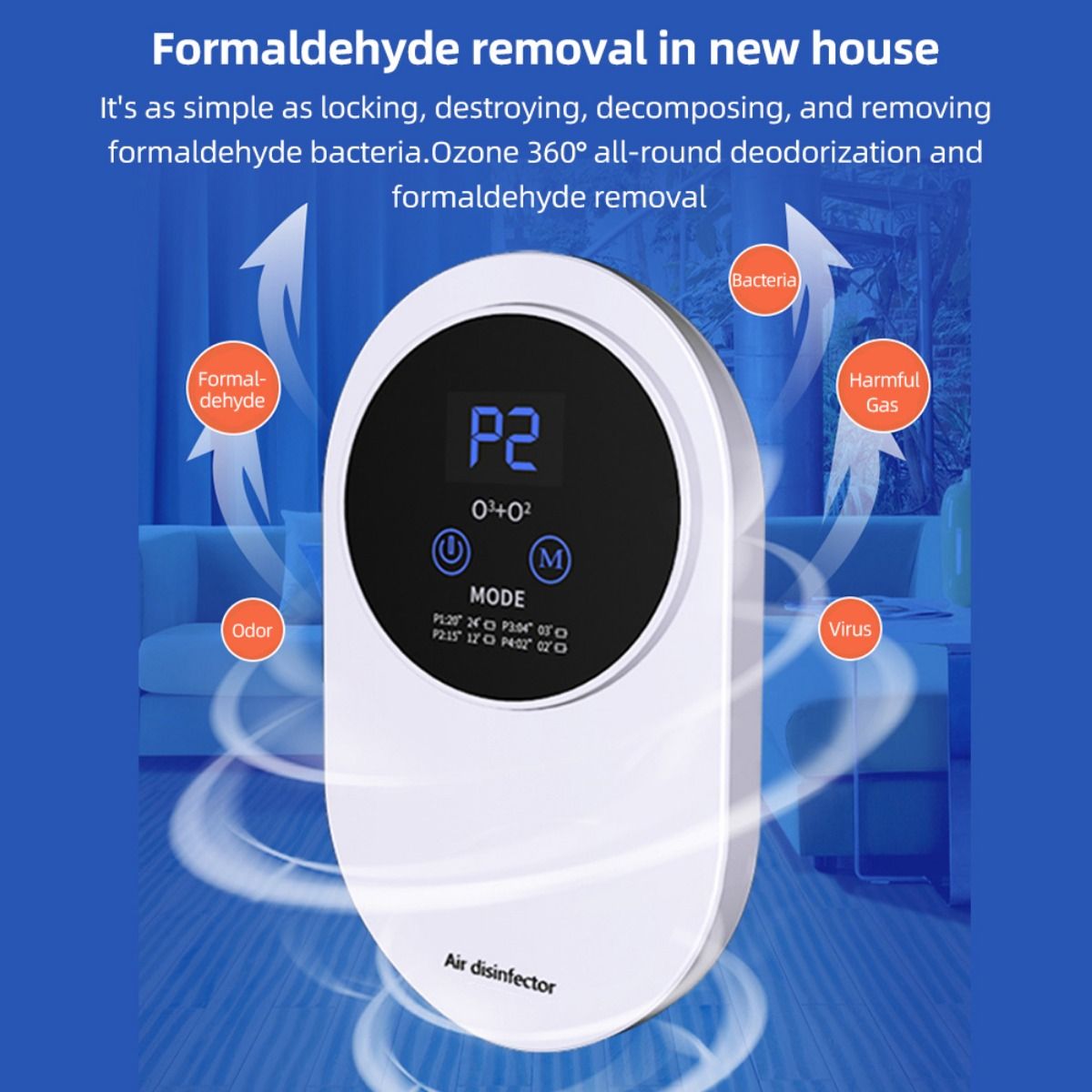 1pc Mini Air Purifier for Home 100mg/h Ozone Generator Negative Ion Air Ionizer Pet Toilet Kitchen Deodorizer Car Air Freshener