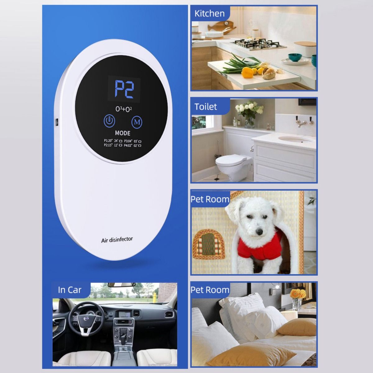 1pc Mini Air Purifier for Home 100mg/h Ozone Generator Negative Ion Air Ionizer Pet Toilet Kitchen Deodorizer Car Air Freshener