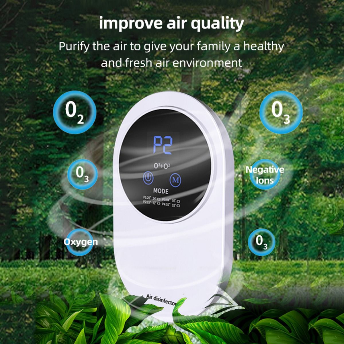 1pc Mini Air Purifier for Home 100mg/h Ozone Generator Negative Ion Air Ionizer Pet Toilet Kitchen Deodorizer Car Air Freshener