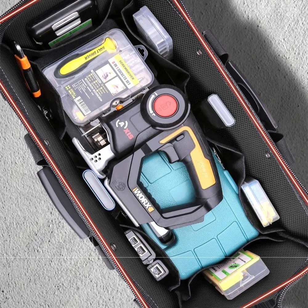 Large Electrician Tool Bag Organizer Heavy Duty Tool Pouch Bag Waterproof Anti-Fall Storage Bag with Multi Pockets