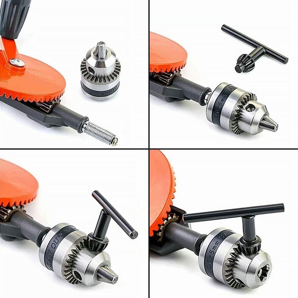Manual Hand Drill 1/4-Inch Capacity with Finely Cast Steel Double Pinions Design