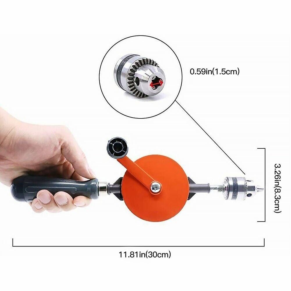 Manual Hand Drill 1/4-Inch Capacity with Finely Cast Steel Double Pinions Design
