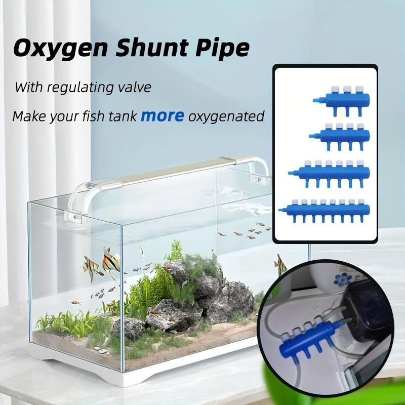 1pc Oxygen Pump, Aquarium Equipment, Fish Tank Oxygen Pump Splitter With Valve, Easy To Adjust, 3/4/6/8 Heads Air Separator, Multi-head Fish Tank Air Separator