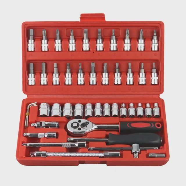 46pcs Car Repair Tool Set,1/4-Inch Socket Set,Ratchet Torque Wrench,Combo Tools Kit,Auto Repairing Tool Set.