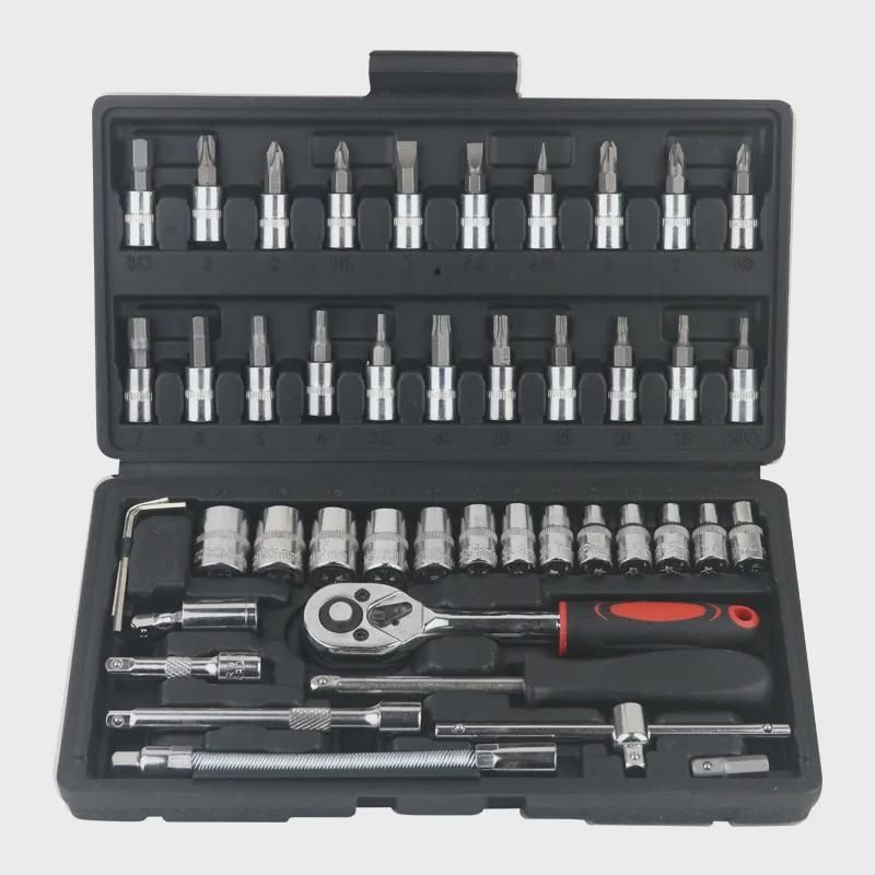 46pcs Car Repair Tool Set,1/4-Inch Socket Set,Ratchet Torque Wrench,Combo Tools Kit,Auto Repairing Tool Set.