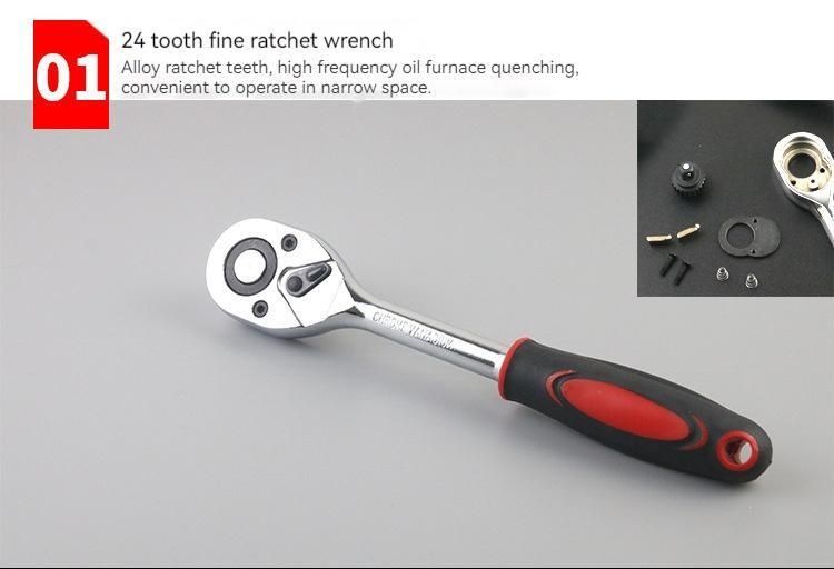 46pcs Car Repair Tool Set,1/4-Inch Socket Set,Ratchet Torque Wrench,Combo Tools Kit,Auto Repairing Tool Set.