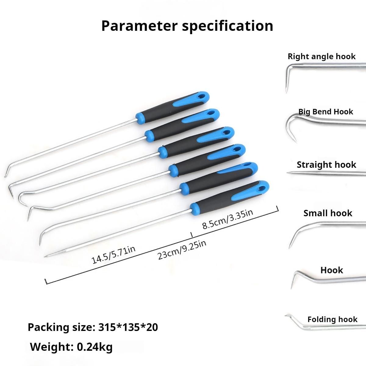 6PCS Pick Hook Set Durable Extra Long O-Ring and Seal Remover Craft Hobby Tool Color Randomly