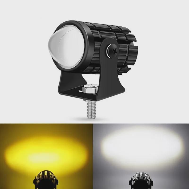 1/2Pcs Dual Color Car Driving Fog Light Universal LED Motorcycle Headlight Spotlight Lamp Mini Projector Lens Auxiliary