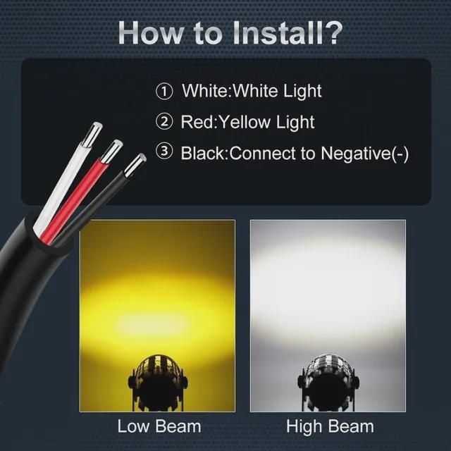 1/2Pcs Dual Color Car Driving Fog Light Universal LED Motorcycle Headlight Spotlight Lamp Mini Projector Lens Auxiliary