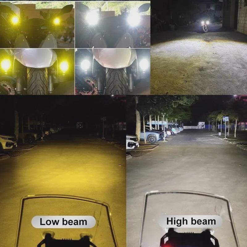 1/2Pcs Dual Color Car Driving Fog Light Universal LED Motorcycle Headlight Spotlight Lamp Mini Projector Lens Auxiliary
