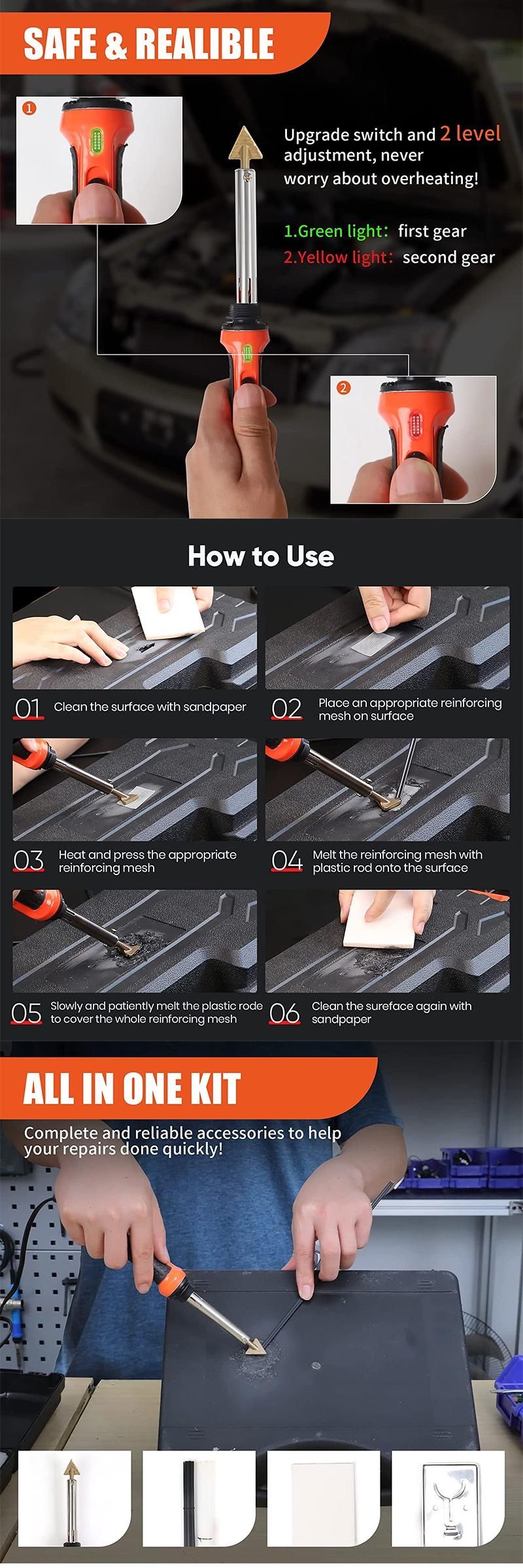 Car Bumper Repair Kit Soldering Iron Plastic Welding Kit Leather Ironing Tool Smoothing Tool Belt PP Stick Plastic Repair 220V