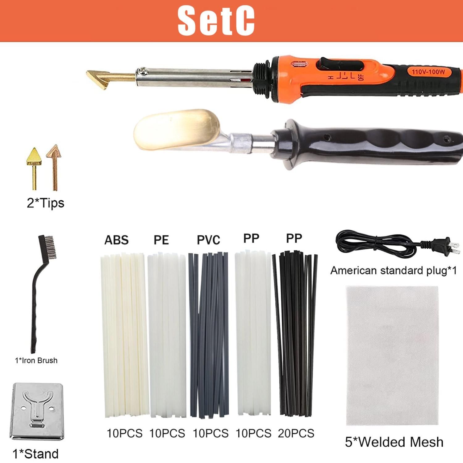 Car Bumper Repair Kit Soldering Iron Plastic Welding Kit Leather Ironing Tool Smoothing Tool Belt PP Stick Plastic Repair 220V