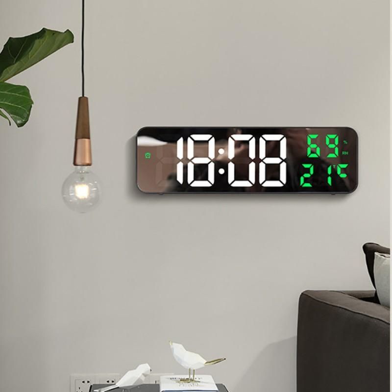 1 PC 9 Inch Large Digital Wall Clock Temperature and Humidity Display Night Mode Table Alarm Clock 12/24H Electronic LED Clock