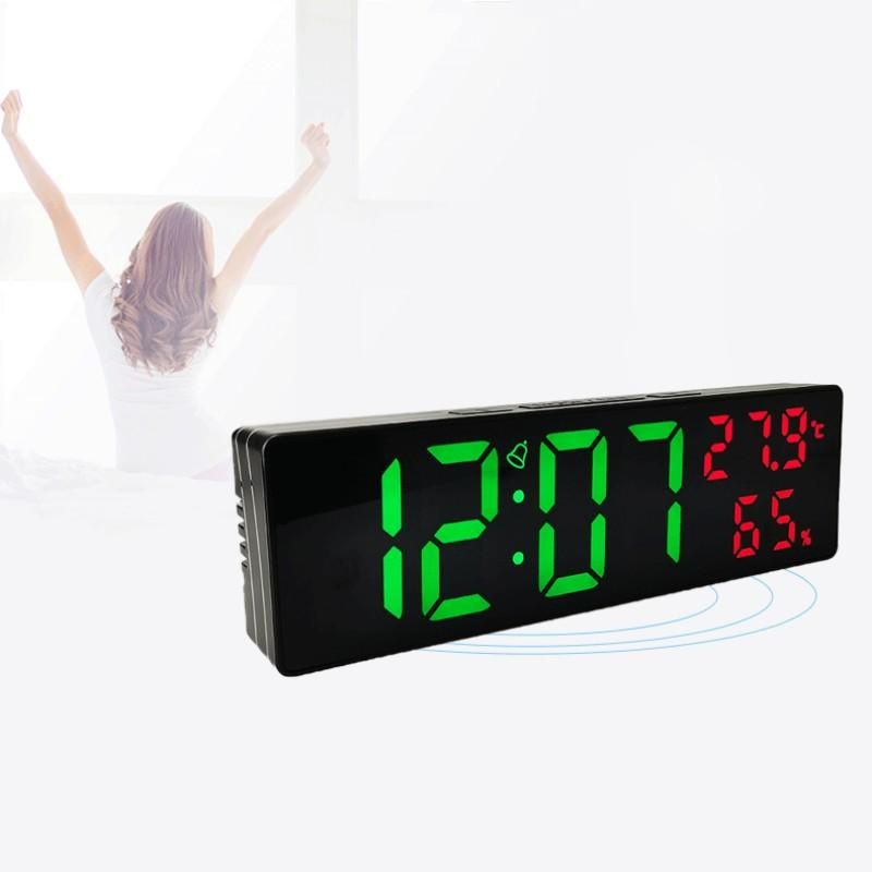 1 PC 9 Inch Large Digital Wall Clock Temperature and Humidity Display Night Mode Table Alarm Clock 12/24H Electronic LED Clock