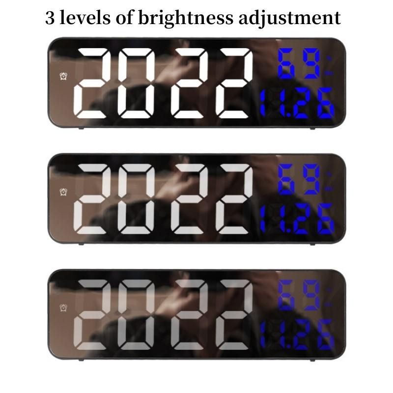 1 PC 9 Inch Large Digital Wall Clock Temperature and Humidity Display Night Mode Table Alarm Clock 12/24H Electronic LED Clock