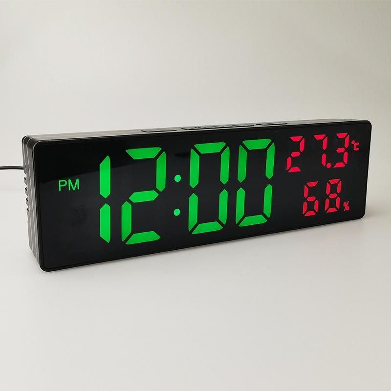 1 PC 9 Inch Large Digital Wall Clock Temperature and Humidity Display Night Mode Table Alarm Clock 12/24H Electronic LED Clock
