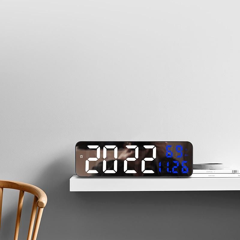 1 PC 9 Inch Large Digital Wall Clock Temperature and Humidity Display Night Mode Table Alarm Clock 12/24H Electronic LED Clock