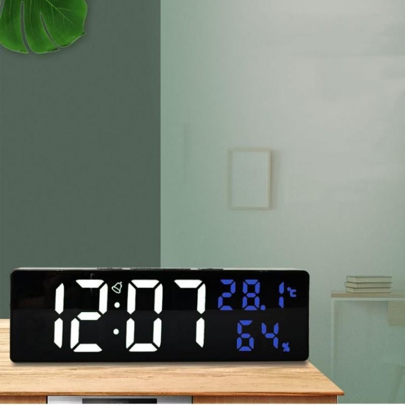 1 PC 9 Inch Large Digital Wall Clock Temperature and Humidity Display Night Mode Table Alarm Clock 12/24H Electronic LED Clock
