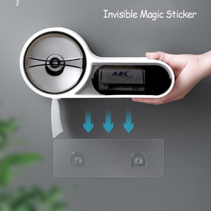 Wall Mounted Bathroom Toilet Paper Holder Paper Tissue Box Plastic Toilet Dispenser Roll Paper Storage Box Free Punching
