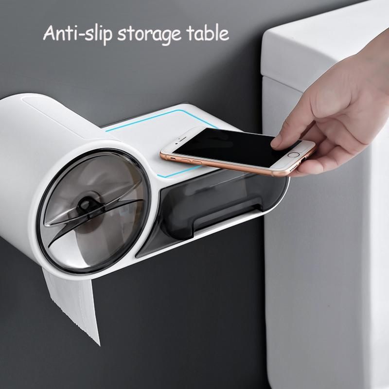 Wall Mounted Bathroom Toilet Paper Holder Paper Tissue Box Plastic Toilet Dispenser Roll Paper Storage Box Free Punching