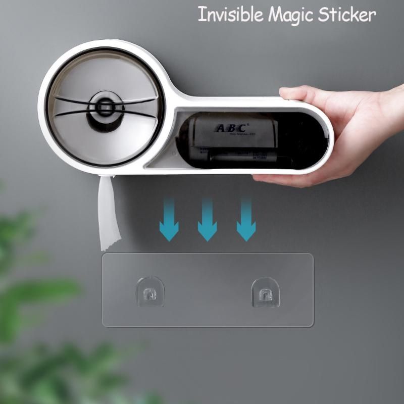 Wall Mounted Bathroom Toilet Paper Holder Paper Tissue Box Plastic Toilet Dispenser Roll Paper Storage Box Free Punching