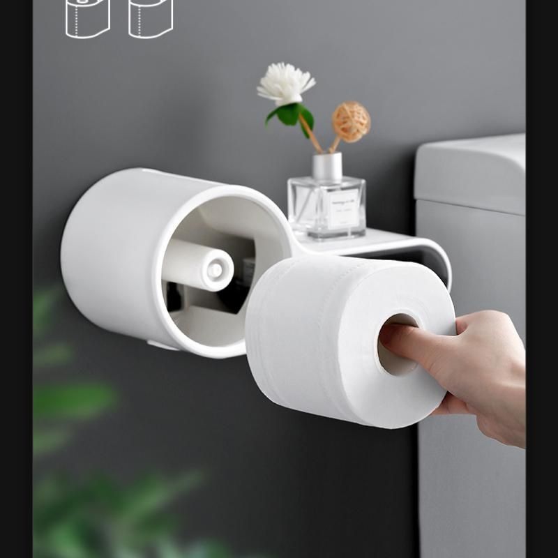 Wall Mounted Bathroom Toilet Paper Holder Paper Tissue Box Plastic Toilet Dispenser Roll Paper Storage Box Free Punching